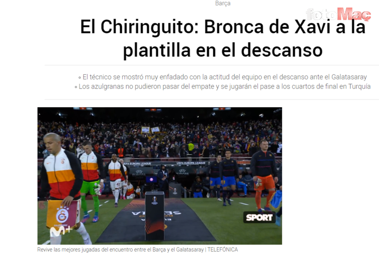 Xavi Barcelona Galatasaray maçının devre arasında esip gürledi