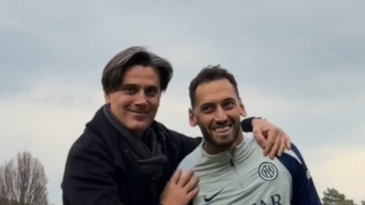 Vincenzo Montella'dan Inter'e ziyaret! Hakan Çalhanoğlu ile bir araya geldi