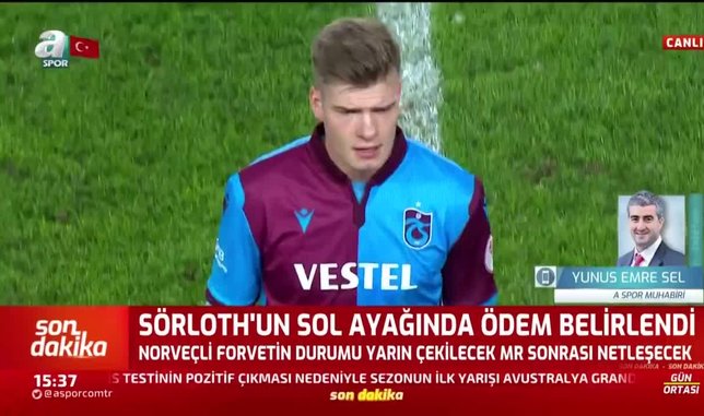 Trabzonspor'un golcüsü Sörloth'un ayağında ödem tespit edildi