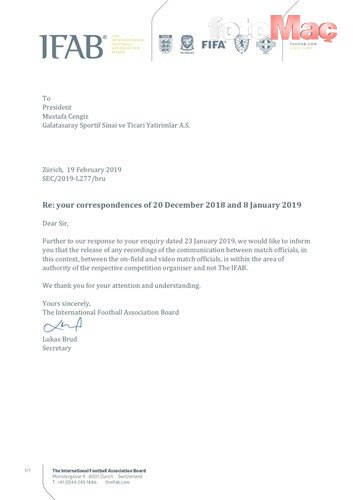 IFAB'tan Galatasaray'a VAR yanıtı!