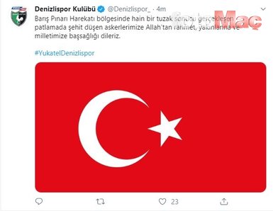 Süper Lig ekiplerinden Barış Pınarı Harekatı şehitleri için başsağlığı mesajı!