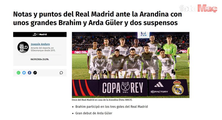 İspanyol basınından ilk maç sonrası flaş Arda Güler yorumları!