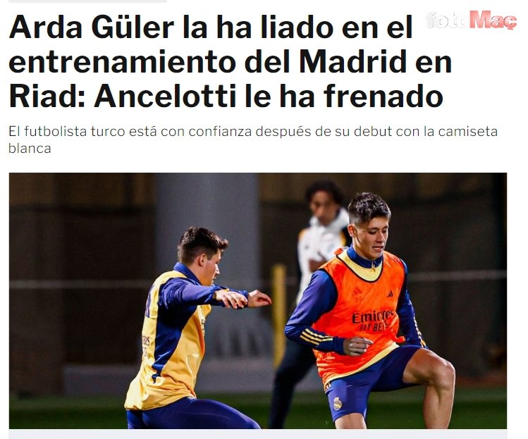 Arda Güler Riyad'a damga vurdu! Ancelotti antrenmanı durdurdu...