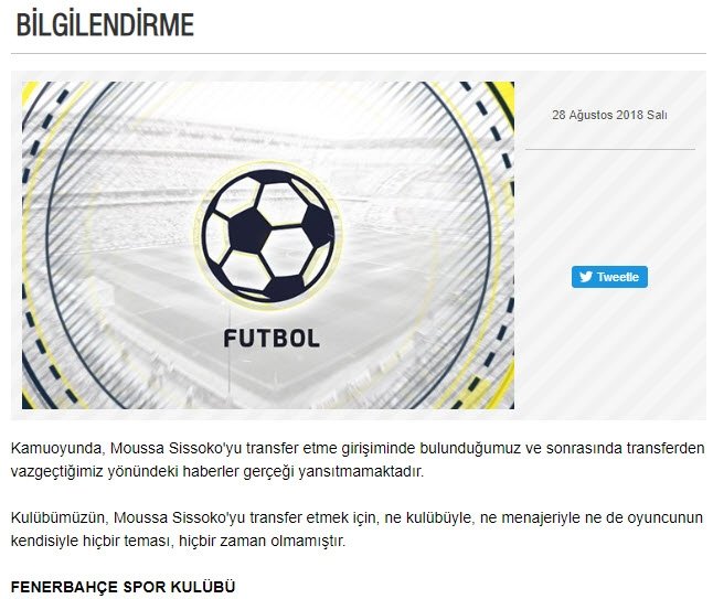 Fenerbahce Moussa Sissoko Transferini Yalanladi Son Dakika Fenerbahce Haberleri Fotomac