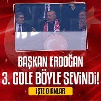 Başkan Erdoğan 3. gole böyle sevindi!