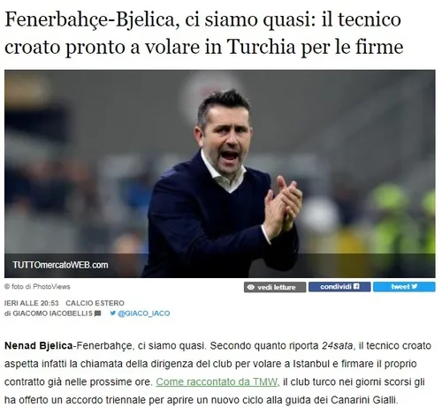 Fenerbahçe için flaş iddia! "Nenad Bjelica ile bugün imzalanacak" - 1