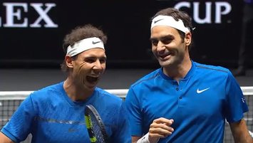 Nadal ve Federer'in canlı yayınında eğlenceli anlar!
