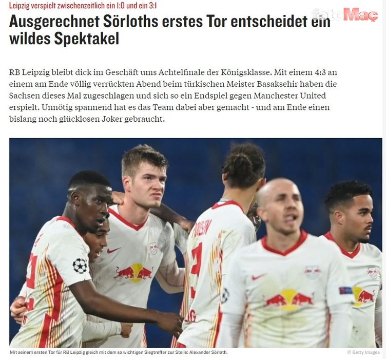 Başakşehir-Leipzig maçı Alman basınında! "İstanbul'da çılgın gece"