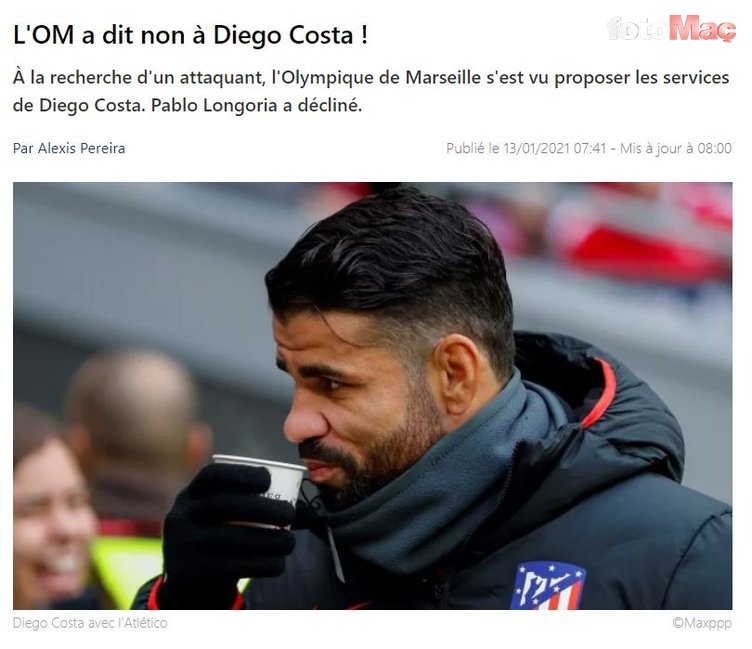 Diego Costa hakkında çarpıcı iddia! Bu yüzden reddetmişler