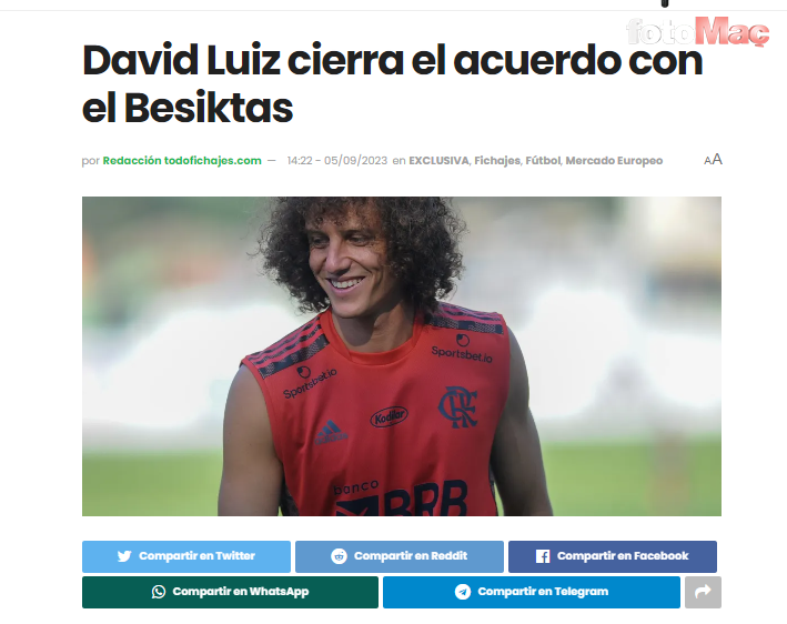 TRANSFER HABERİ - Beşiktaş'a David Luiz müjdesi! Sözleşme imzaladı