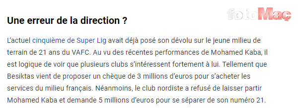 TRANSFER HABERİ: Valenciennes Beşiktaş'ın Mohamed Kaba teklifini reddetti! İşte istedikleri rakam