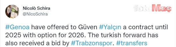 Trabzonspor'un istediği Güven Yalçın'a Genoa'dan transfer teklifi geldi!