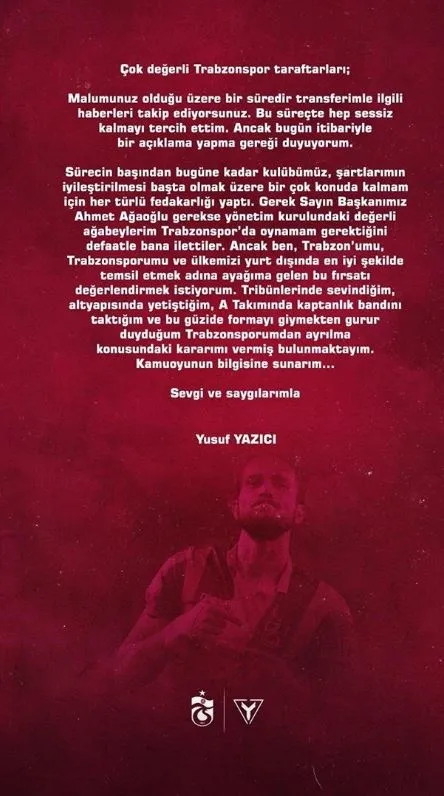 Yusuf Yazıcı transfer olduğunu resmen açıkladı! - 1