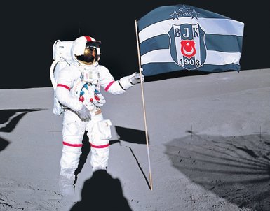 Uzaya Beşiktaş bayrağı
