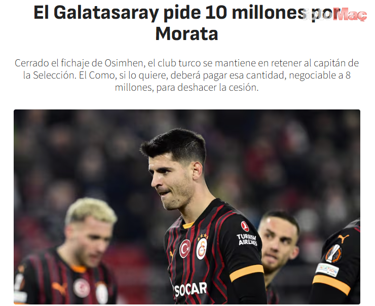 Galatasaray'da Alvaro Morata kararı! Transferi için talep edilen rakam...