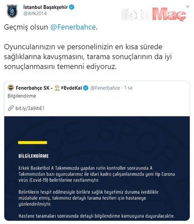 Fenerbahçe’ye koronavirüs açıklaması sonrası destek mesajları!
