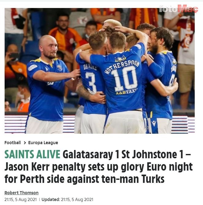 Son dakika spor haberi: İskoç basını Galatasaray-Johnstone maçını böyle gördü!