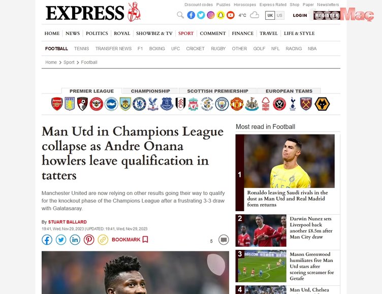 Flash commentary from the foreign press on Galatasaray's comeback against Man United!