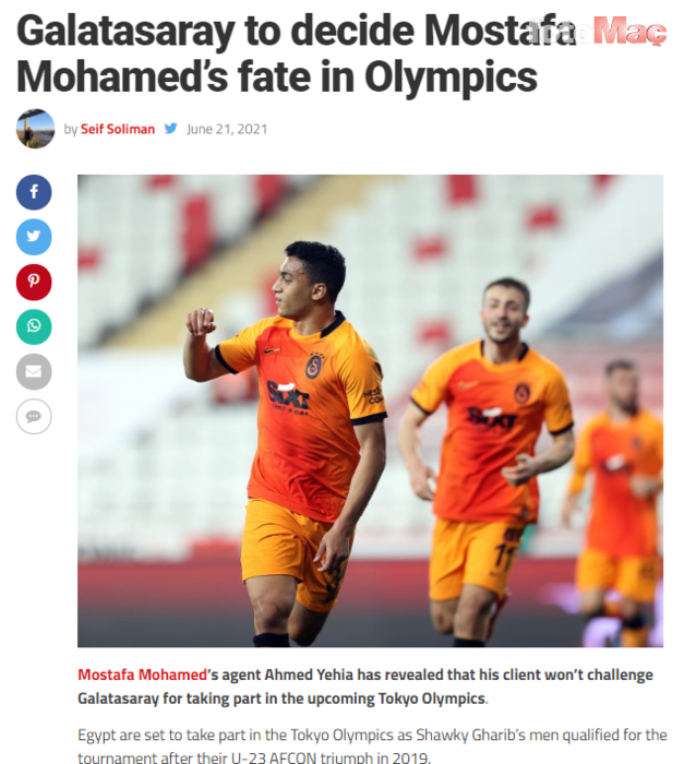 Son dakika spor haberi: Menajerinden açıklama! Mostafa Mohamed olimpiyatlara gidecek mi?