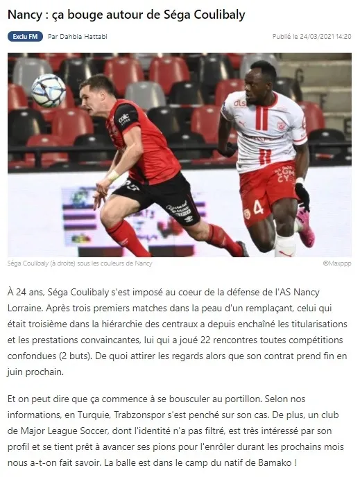 Trabzonspor Nancy'nin 24 yaşındaki stoperi Sega Coulibaly ile ilgileniyor - 1