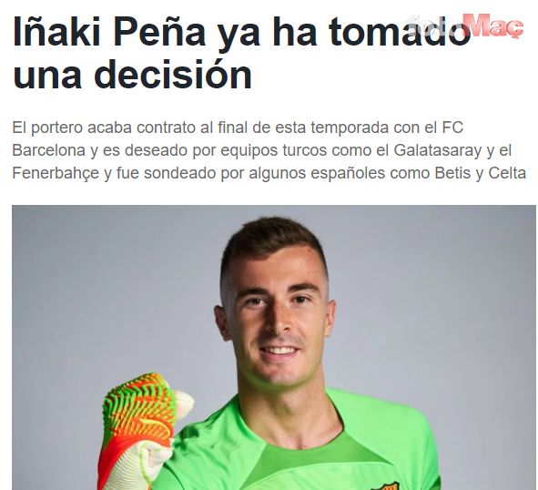 Galatasaray'a transfer olacak mı? Inaki Pena kararını verdi!