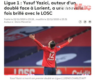 Lille’de gollerine devam eden Yusuf Yazıcı Fransa’da yine manşetleri süsledi!