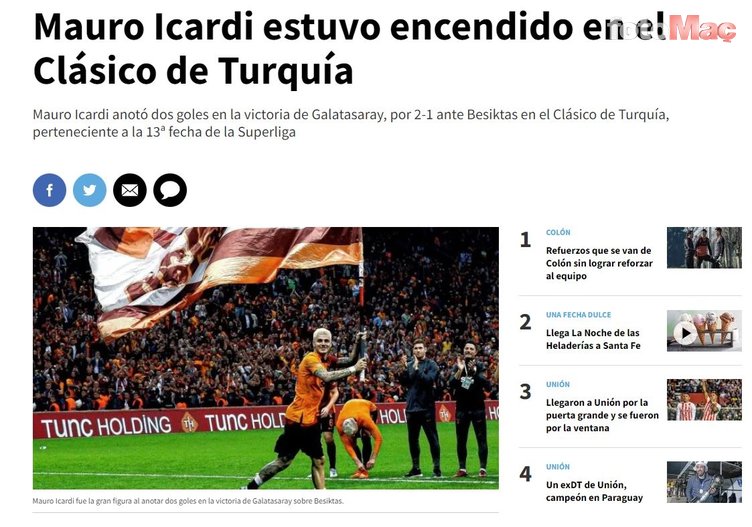 GALATASARAY HABERLERİ - Mauro Icardi'nin Beşiktaş'a attığı goller dünya basınında yankılandı!
