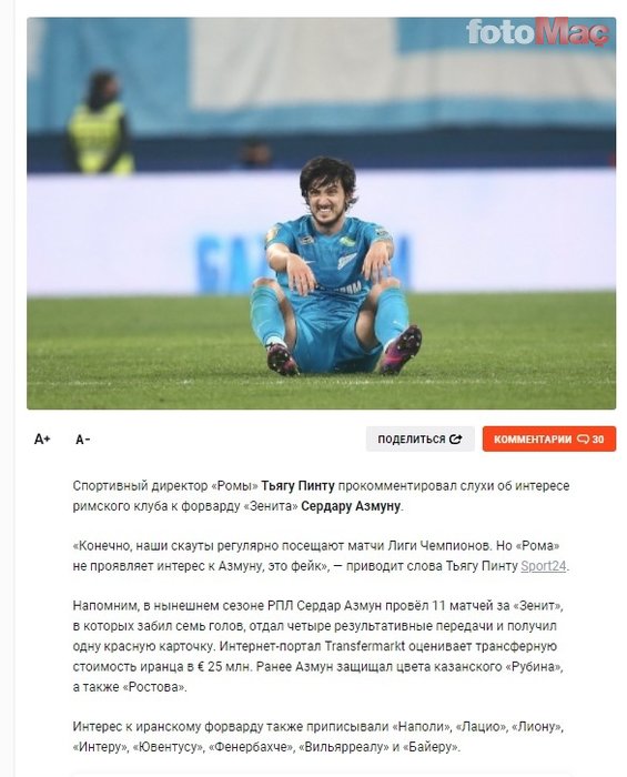 Ukrayna basınından bomba golcü iddiası! Fenerbahçe Sardar Azmoun ile ilgileniyor