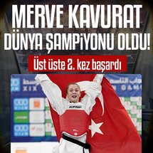 <p>Çin'de düzenlenen Dünya Taekwondo Şampiyonası'nda ülkemizi kadınlar 53kg'da temsil eden Merve Dinçel Kavurat, finalde Suudi Arabistan'dan Dünya Ali Abutaleb'i 2-0 yenerek altın madalya kazandı.</p>
<p> </p>
<blockquote class="twitter-tweet">
<p dir="ltr">🇹🇷Merve Kavurat dünya şampiyonu! 🥇<br>
<br>
🥋 Sporcumuz, Dünya Tekvando Şampiyonası kadınlar 53 kg finalinde Suudi rakibini 2-0 yendi ve altın madalyanın sahibi oldu!<br>
<br>
Tebrikler Merve! 👏 <a href="https://t.co/LjXjMImyz8" rel="nofollow">pic.twitter.com/LjXjMImyz8</a></p>
&mdash; TRT Spor Yıldız (@trtsporyildiz) <a href="https://twitter.com/trtsporyildiz/status/1983847241610883261?ref_src=twsrc%5Etfw" rel="nofollow">October 30, 2025</a></blockquote>
<script async="" src="https://platform.twitter.com/widgets.js" charset="utf-8"></script>
<p> </p>
<p> </p>
<p> </p>