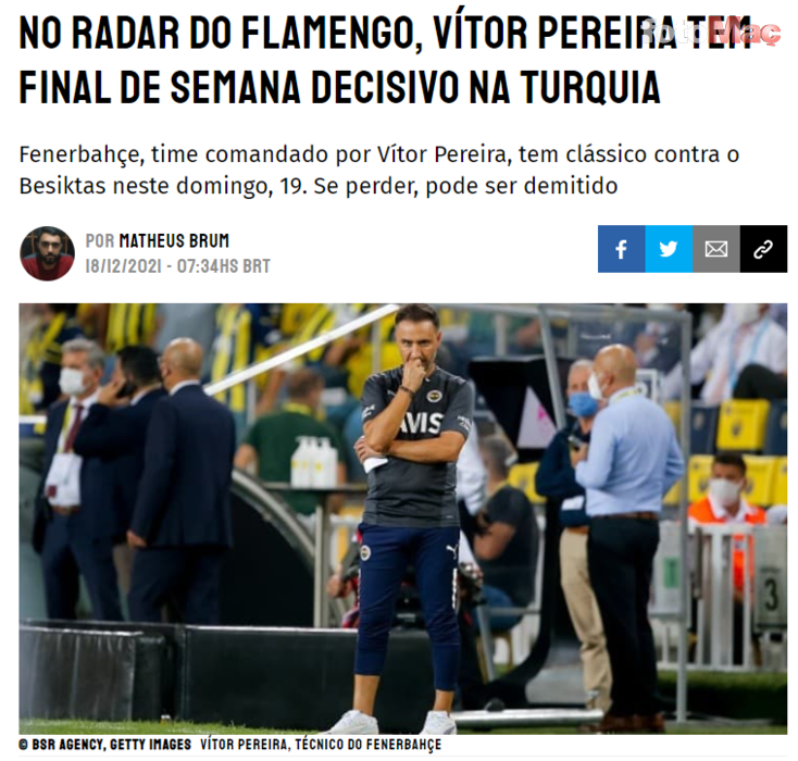 FENERBAHÇE HABERLERİ - Brezilya basınından olay Vitor Pereira iddiası!