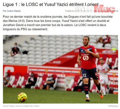 Lille’de gollerine devam eden Yusuf Yazıcı Fransa’da yine manşetleri süsledi!