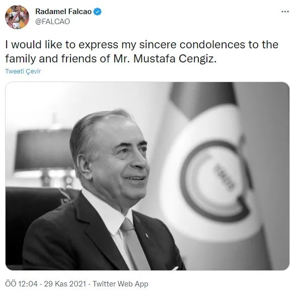GALATASARAY HABERLERİ - Radamel Falcao'dan Mustafa Cengiz için başsağlığı mesajı! - 1