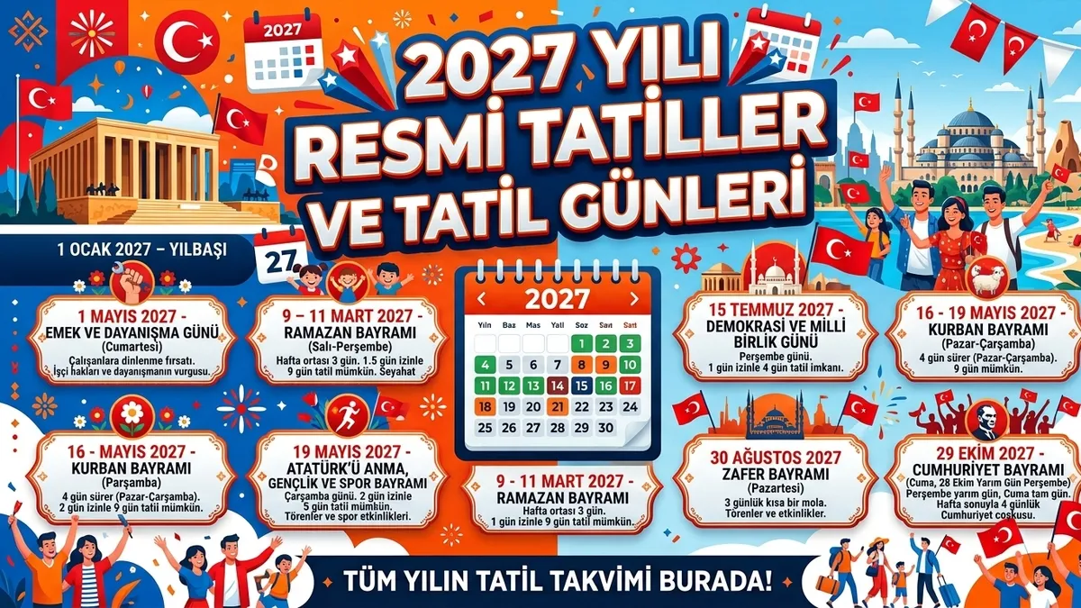 2027 resmi tatiller