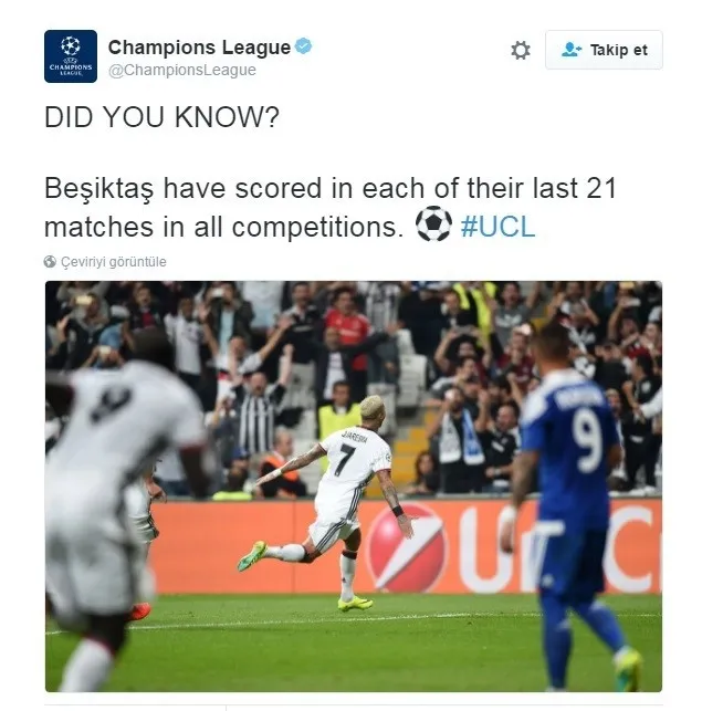 UEFA, Twitter hesabından Beşiktaş paylaşımı yaptı - 1