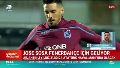 >Jose Sosa 21.30’da İstanbul’da olacak