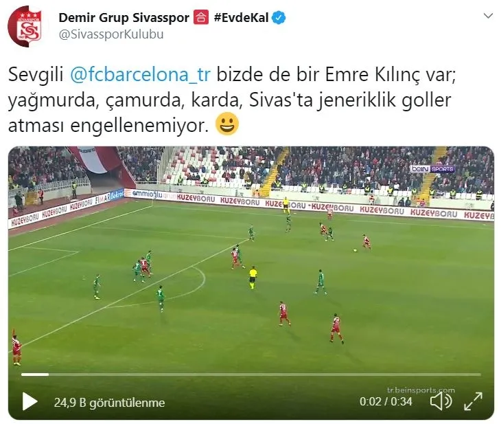 Sivasspor Barcelona'ya yanıt verdi! "Bizde de bir Emre Kılınç var..." - 1