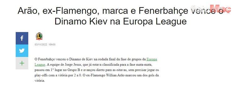 FENERBAHÇE HABERLERİ - Dinamo Kiev-Fenerbahçe maçı Avrupa basınında!