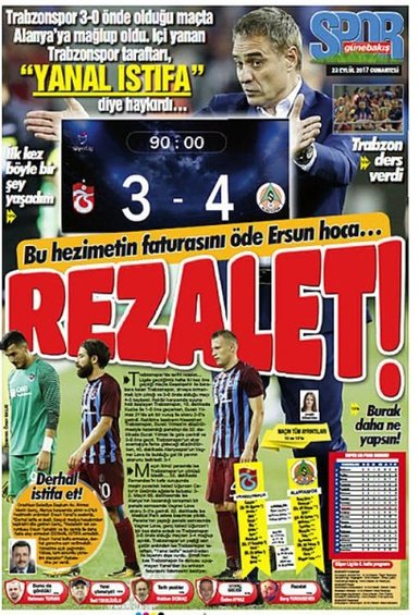 Trabzon yerel basınından Ersun Yanal’a büyük tepki!