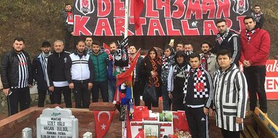 Beşiktaşlı taraftarlar, Şehit Eren Bülbül'ün kabrini ziyaret etti