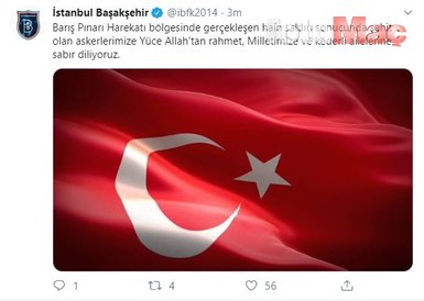 Süper Lig ekiplerinden Barış Pınarı Harekatı şehitleri için başsağlığı mesajı!