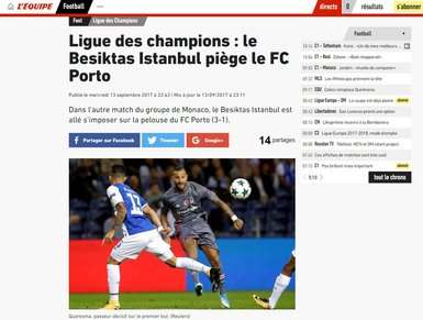 Beşiktaş’ın Porto zaferi yabancı basında...
