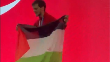 Şampiyon sporcumuz Necmettin Erbakan Akyüz Filistin'i unutmadı