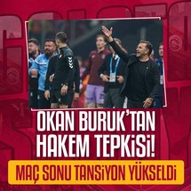 <p>Galatasaray, Trendyol Süper Lig'in 11. haftasında sahasında Trabzonspor'u konuk etti.</p>

<p>Karşılaşma 0-0'lık skorla tamamlanırken bitiş düdüğü esnasında sarı-kırmızılıların teknik direktörü Okan Buruk'tan hakeme tepki geldi.</p>

<p>Buruk'un itirazları sonrası hakem Cihan Aydın, sarı kartını gösterdi.</p>

<p><img alt="" data-pimg="https://iaftm.tmgrup.com.tr/297413/0/0/0/0/685/588?u=https://iftm.tmgrup.com.tr/2025/11/01/galatasarayda-okan-buruktan-hakem-tepkisi-1762024187989.jpg&amp;mw=1366" src="https://iaftm.tmgrup.com.tr/2f087d/0/0/0/0/685/588?u=https://iftm.tmgrup.com.tr/2025/11/01/galatasarayda-okan-buruktan-hakem-tepkisi-1762024187989.jpg&amp;mw=800" style="height:687px; width:800px"></p>

<p><strong>NOT: </strong>Görüntü beIN SPORTS'tan alınmıştır.</p>

<p> </p>

<p> </p>