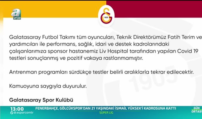Galatasaray'dan corona virüsü açıklaması