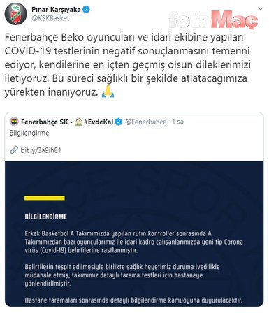 Fenerbahçe’ye koronavirüs açıklaması sonrası destek mesajları!