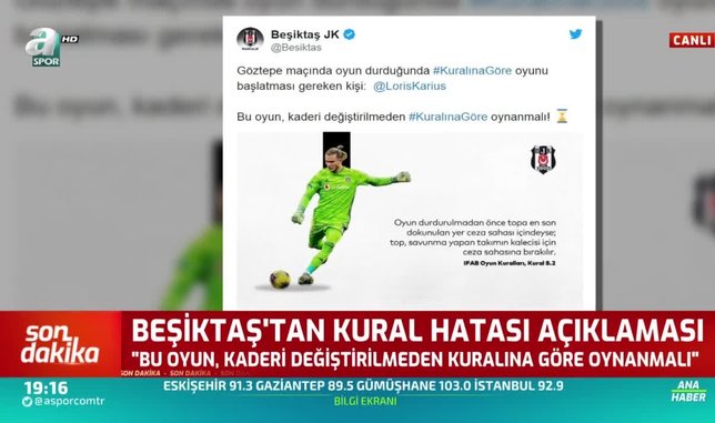 Beşiktaş'tan kural hatası açıklaması