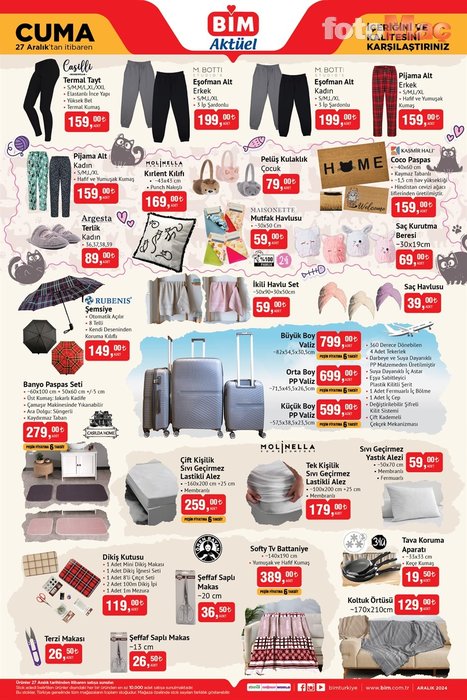 Bim aktüel katalog 27 Aralık Cuma | Bu Cuma Bim'de indirimli aktüel ürünler