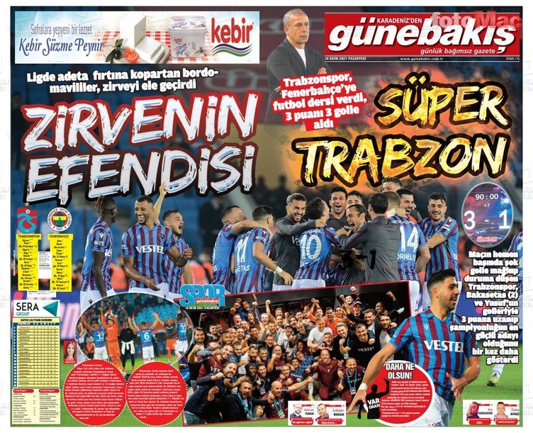 SPOR HABERLERİ - Trabzon yerel basını Fenerbahçe derbisini böyle gördü!