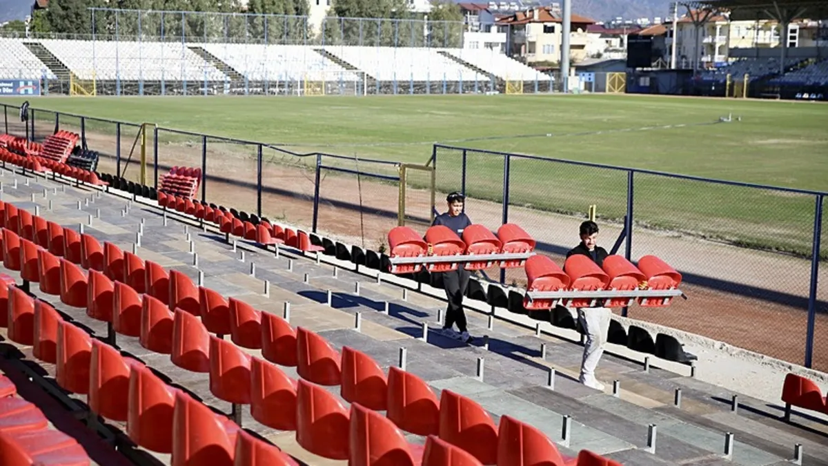Fethiye İlçe Stadı'nda Galatasaray maçı hazırlığı