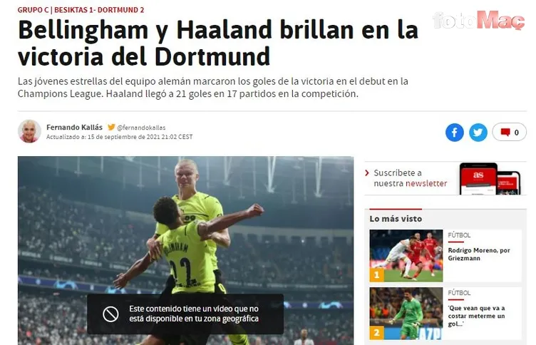 Son dakika spor haberi: Avrupa basını Beşiktaş-Borussia Dortmund maçını böyle gördü!